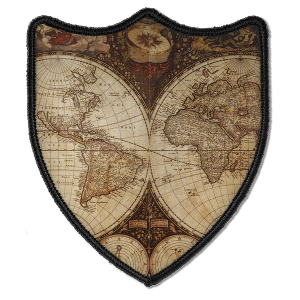 Custom Vintage World Map Iron On Shield Patch B