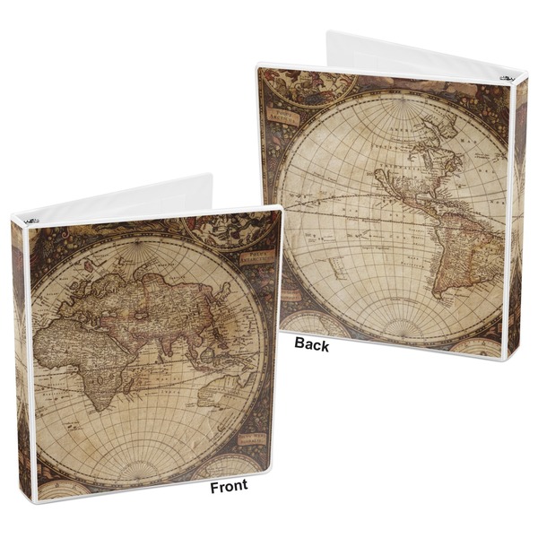 Vintage World Map 3-Ring Binder Front and Back