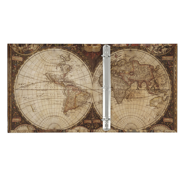 Vintage World Map 3 Ring Binders - Full Wrap - 1" - OPEN INSIDE