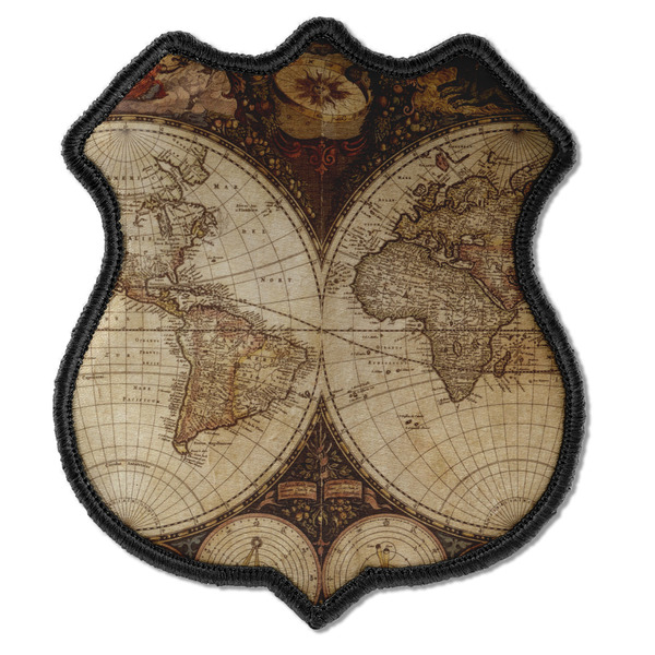 Custom Vintage World Map Iron On Shield Patch C