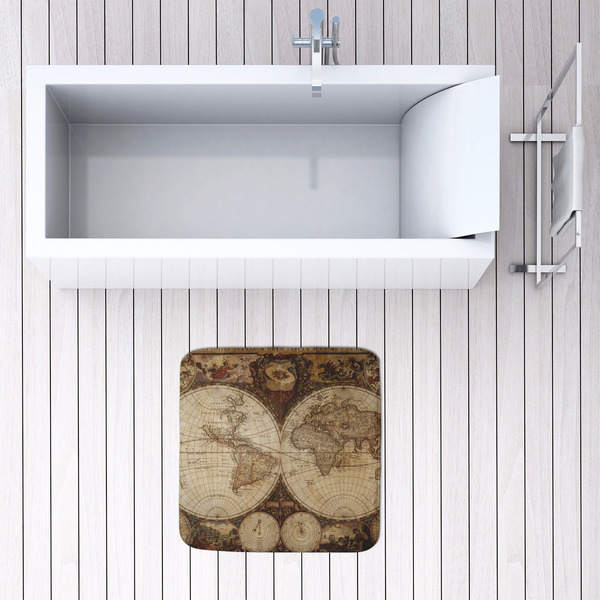 Vintage World Map 48x48 Foam Memory Mat - LIFESTYLE