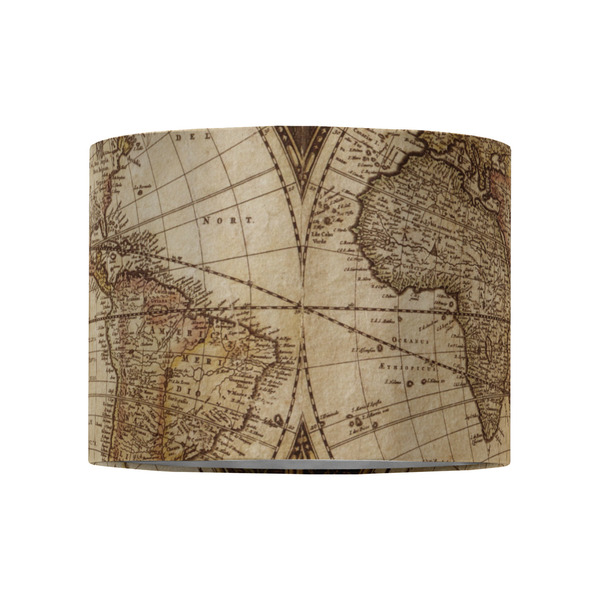 Vintage World Map 8" Drum Lampshade - FRONT (Fabric)