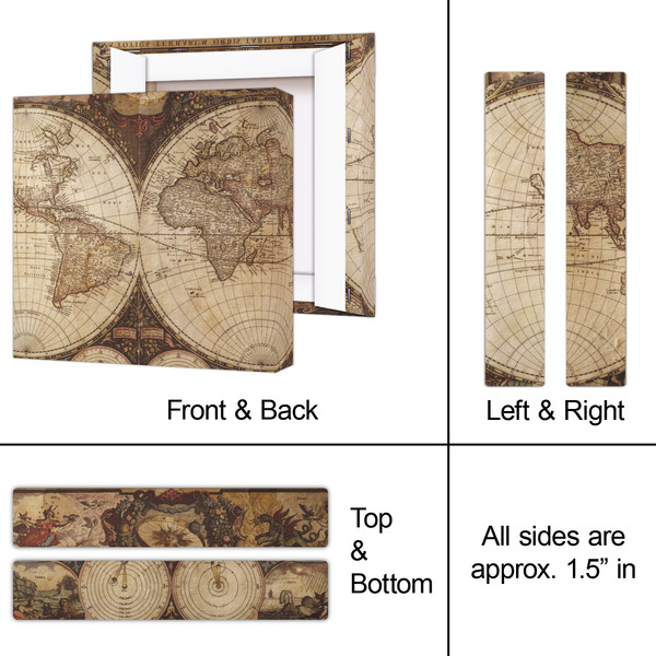 Vintage World Map 8x8 - Canvas Print - Approval