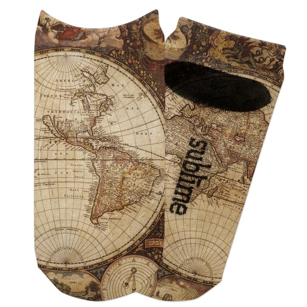Custom Vintage World Map Adult Ankle Socks