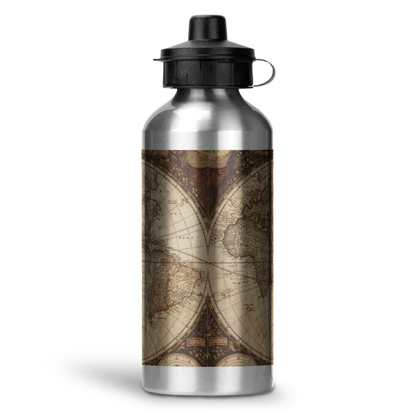 Custom Vintage World Map Water Bottles - 20 oz - Aluminum