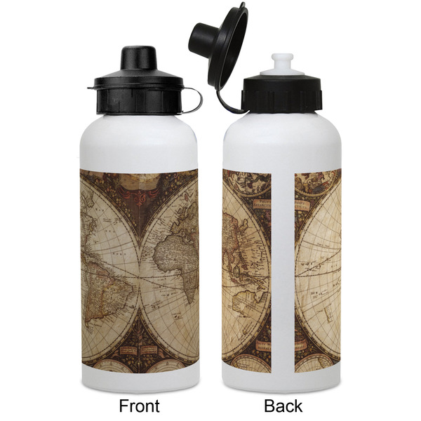 Vintage World Map Aluminum Water Bottle - White APPROVAL