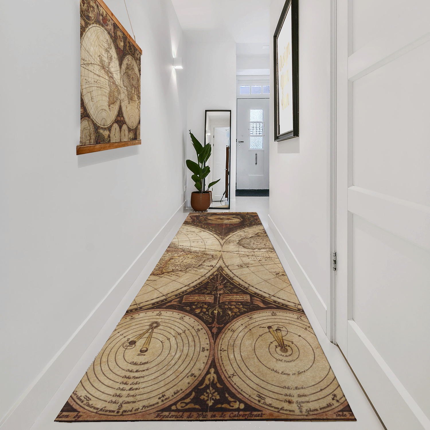 Custom Vintage World Map Runner Rug 2.5'x8' YouCustomizeIt