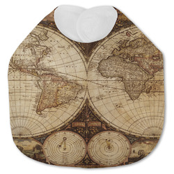 Vintage World Map Jersey Knit Baby Bib
