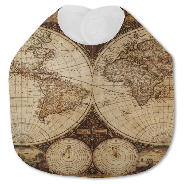 Custom Vintage World Map Jersey Knit Baby Bib