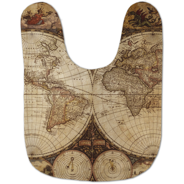 Vintage World Map Baby Bib - AFT flat