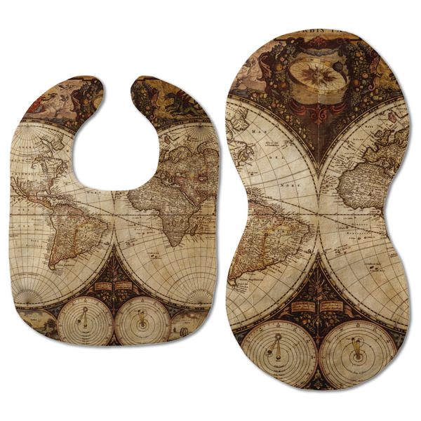Vintage World Map Baby Bib & Burp Set - Approval (new bib & burp)