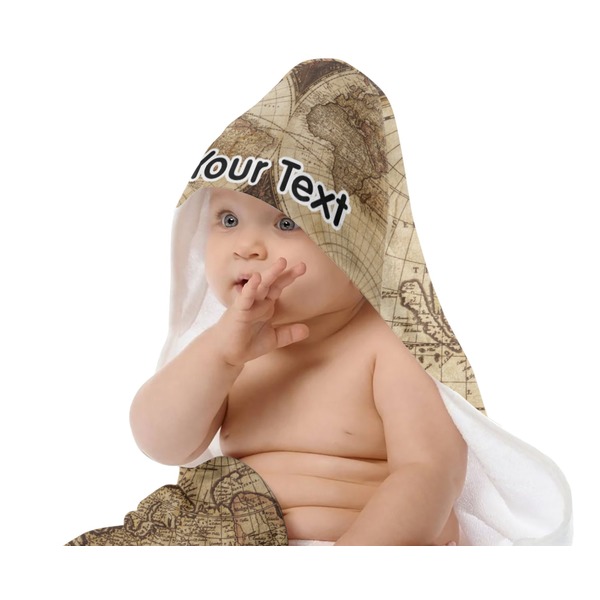 Vintage World Map Baby Hooded Towel on Child