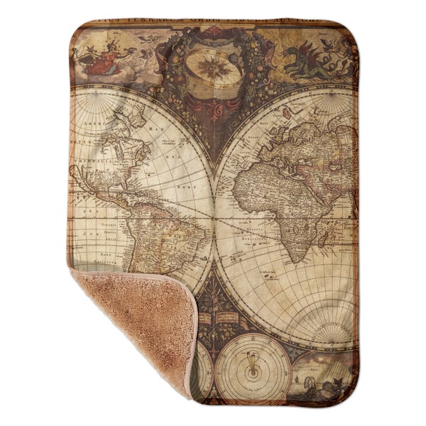 Custom Vintage World Map Sherpa Baby Blanket - 30" x 40"