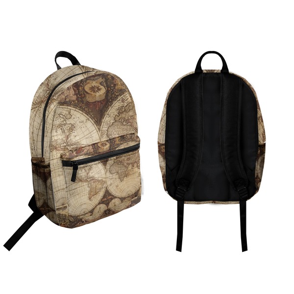 Vintage World Map Backpack front and back - Apvl