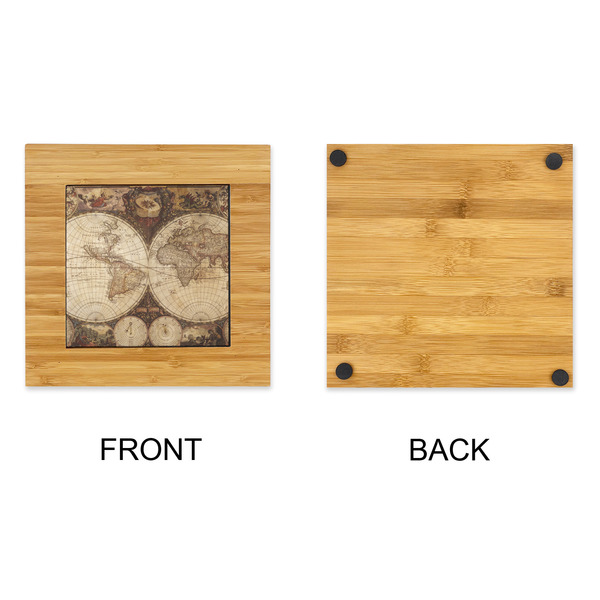 Vintage World Map Bamboo Trivet with 6" Tile - APPROVAL