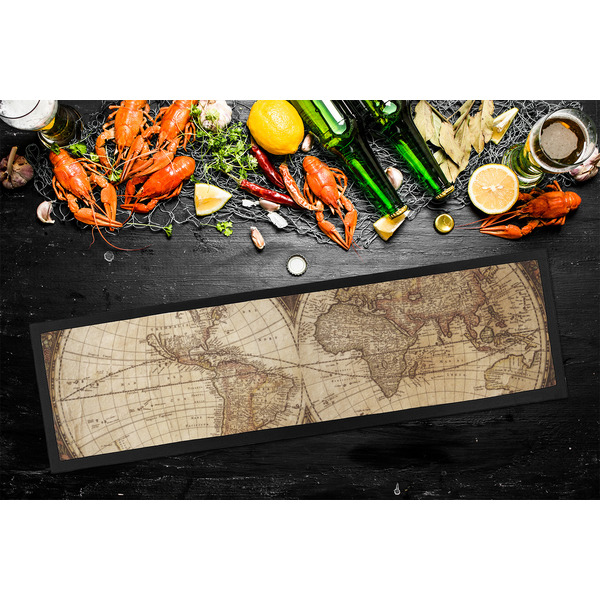 Vintage World Map Bar Mat - Large - LIFESTYLE
