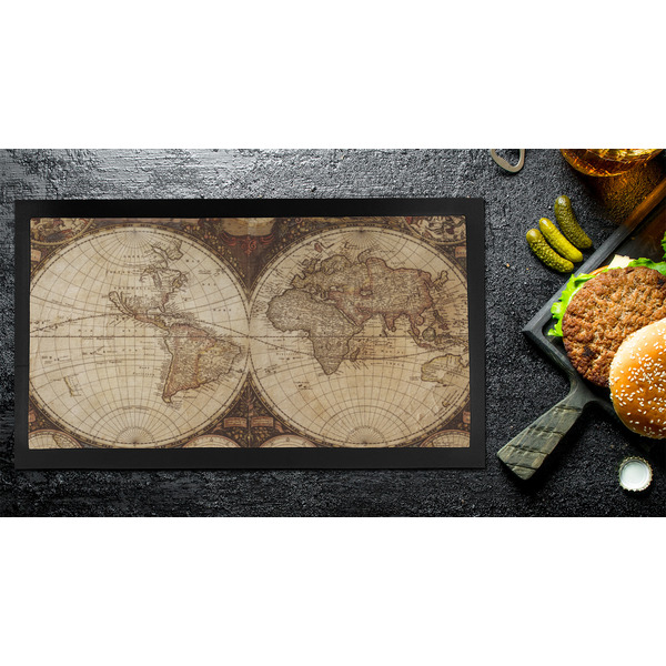 Vintage World Map Bar Mat - Small - LIFESTYLE