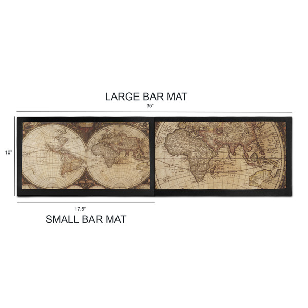 Vintage World Map Bar Mats - Sizing Chart