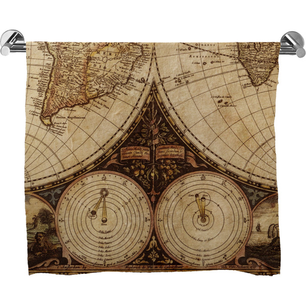 Custom Vintage World Map Bath Towel