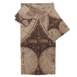 Vintage World Map Bath Towel Set - 3 Pcs