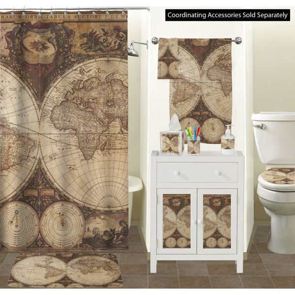 Antique World Map Bathroom Scene