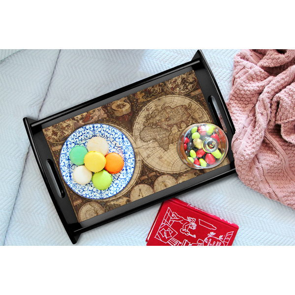 Vintage World Map Black Tray - Lifestyle (UPDATED)