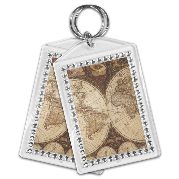 Vintage World Map Bling Keychain - MAIN