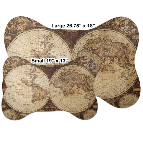 Vintage World Map Bone Shaped Mat Comparison