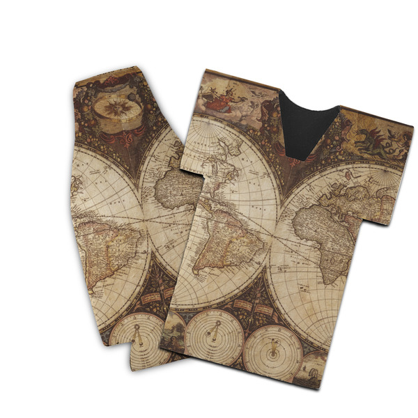 Custom Vintage World Map Bottle Cooler