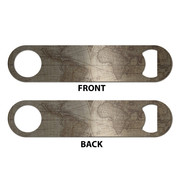 Vintage World Map Bottle Opener - Front & Back