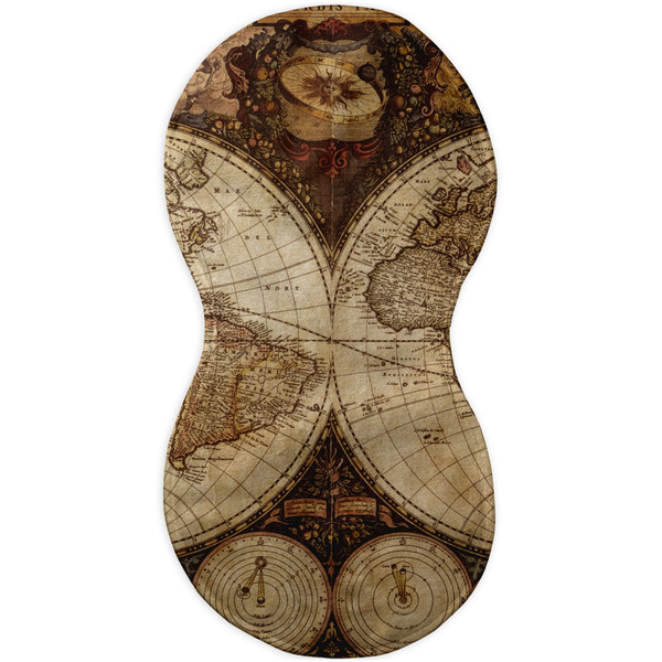 Vintage World Map Burp Peanut Shaped Flat