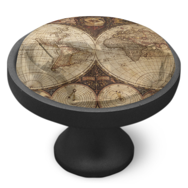 Vintage World Map Cabinet Knob - Black - Side