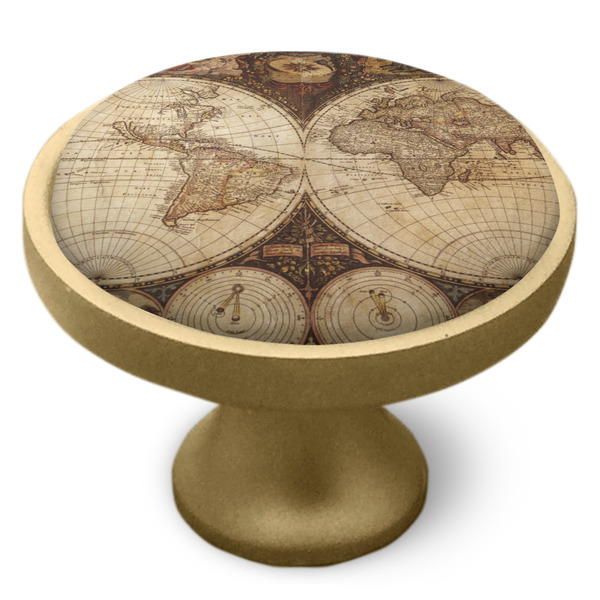 Vintage World Map Cabinet Knob - Gold - Side
