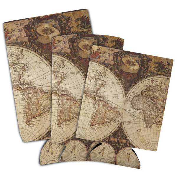 Vintage World Map Can Coolers - PARENT/MAIN