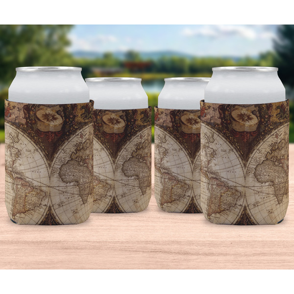 Vintage World Map Can Sleeve - LIFESTYLE