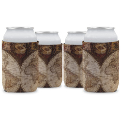 Vintage World Map Can Cooler (12 oz) - Set of 4
