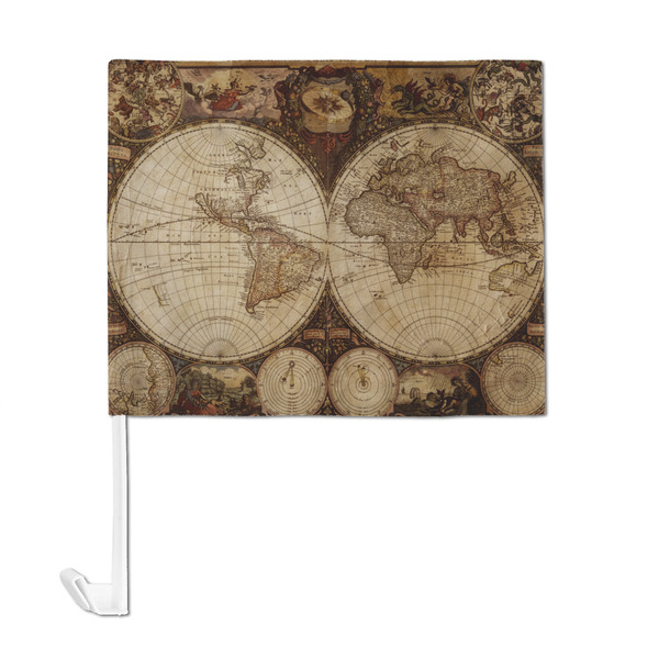 Vintage World Map Car Flag - Large - FRONT