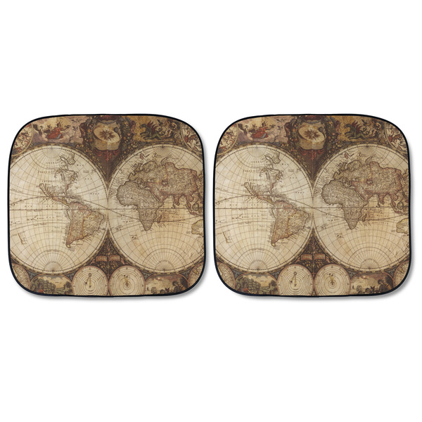 Vintage World Map Car Sun Shades - FRONT
