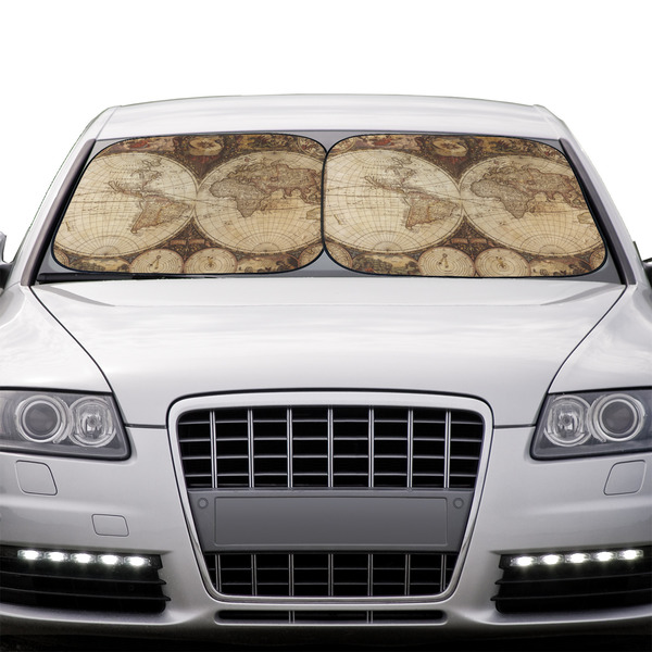 Vintage World Map Car Sun Shades - IN CONTEXT