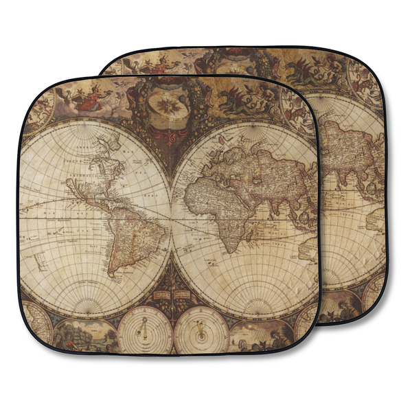 Custom Vintage World Map Car Sun Shade - Two Piece