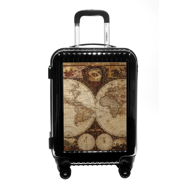 Custom Vintage World Map Carry On Hard Shell Suitcase