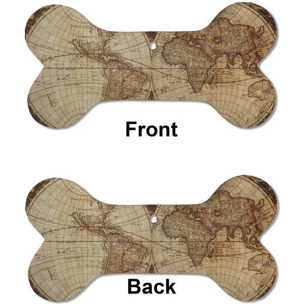 Vintage World Map Ceramic Flat Ornament - Bone Front & Back (APPROVAL)