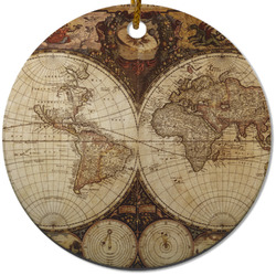 Vintage World Map Round Ceramic Ornament