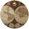 Vintage World Map Ceramic Flat Ornament - Circle (Front)