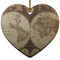 Vintage World Map Ceramic Flat Ornament - Heart (Front)