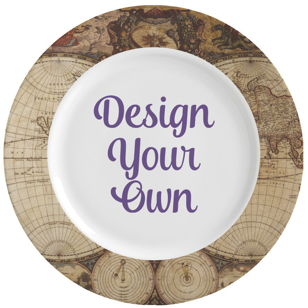 Custom Vintage World Map Ceramic Dinner Plates (Set of 4)