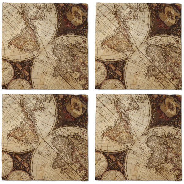 Vintage World Map Cloth Napkins - Personalized Dinner (APPROVAL) Set of 4