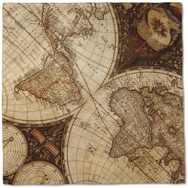Vintage World Map Cloth Napkins - Personalized Dinner (Full Open)