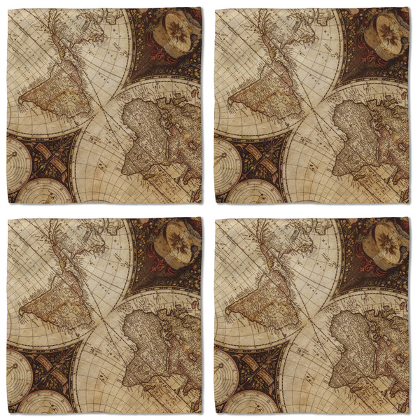 Vintage World Map Cloth Napkins - Personalized Lunch (APPROVAL) Set of 4