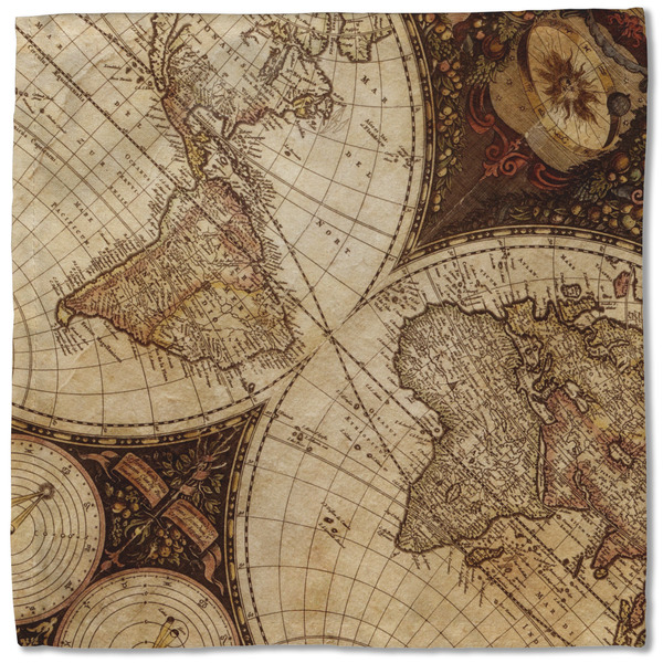 Vintage World Map Cloth Napkins - Personalized Lunch (Single Full Open)